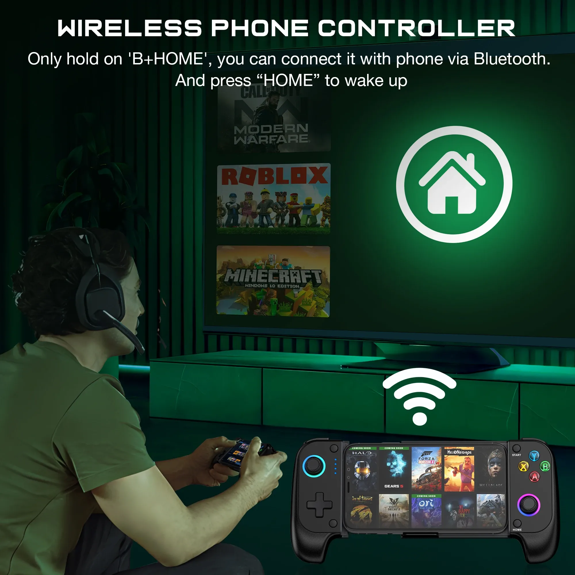 Universal Mobile Gaming Controller with RGB for iPhone, Android, Xbox ...
