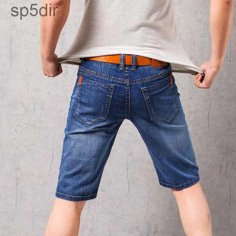 Märke mens sommarsträcka tunn kvalitet denim jeans manliga korta män blå jean shorts byxor stor storlek 40 42 210622235z 9kix