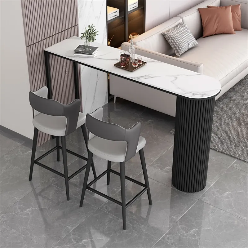 Paris White Marble Bar Table - Modern Minimalist Dining