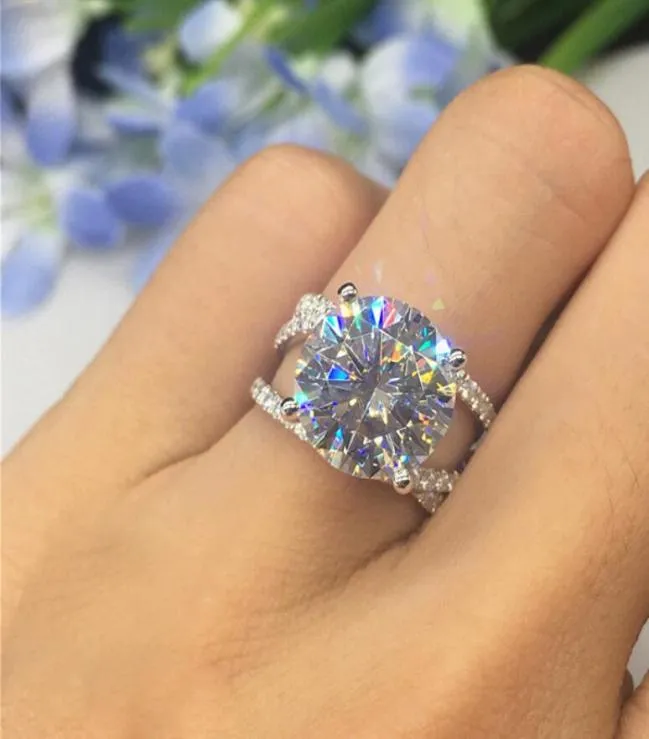 Jóias de luxo artesanais mais vendidas clássicas 925 prata esterlina grande topázia branca cz stone de pedra feminina banda de noivado de casamento r8725755