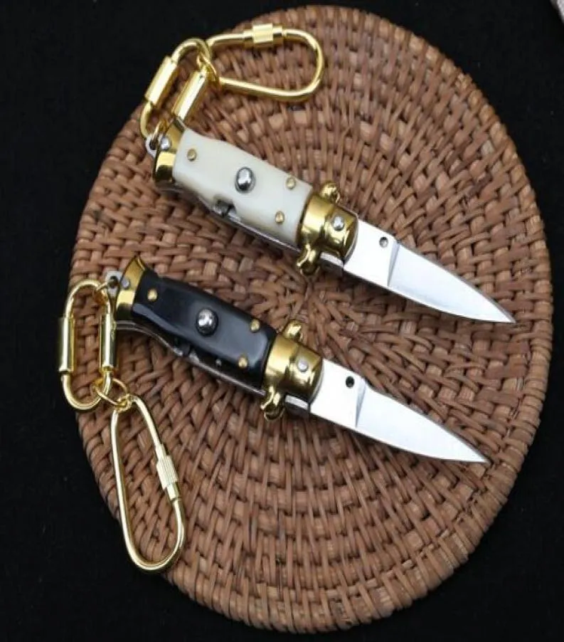 Mini Italien Mafia Keychain Knife Single Action Tactical Self Defense Folding EDC Knifing Camping Knife Xmas Gift A41091713330