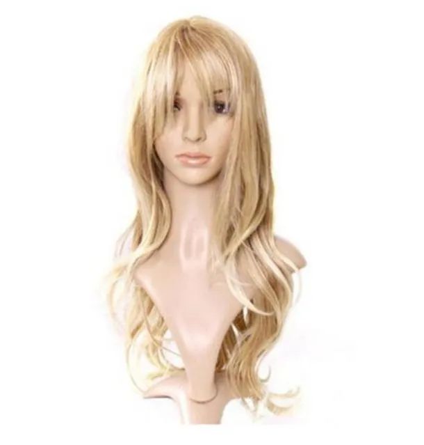 Woodfestival Long Blonde Blonde Perruque synthétique ondulée Loose Wavy pour femmes cheveux de soie à haute température 26 pouces60415109543479