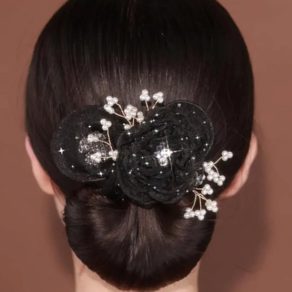 Elegant Floral Hair Bun Roller Curler Set for Women Long  display picture 1