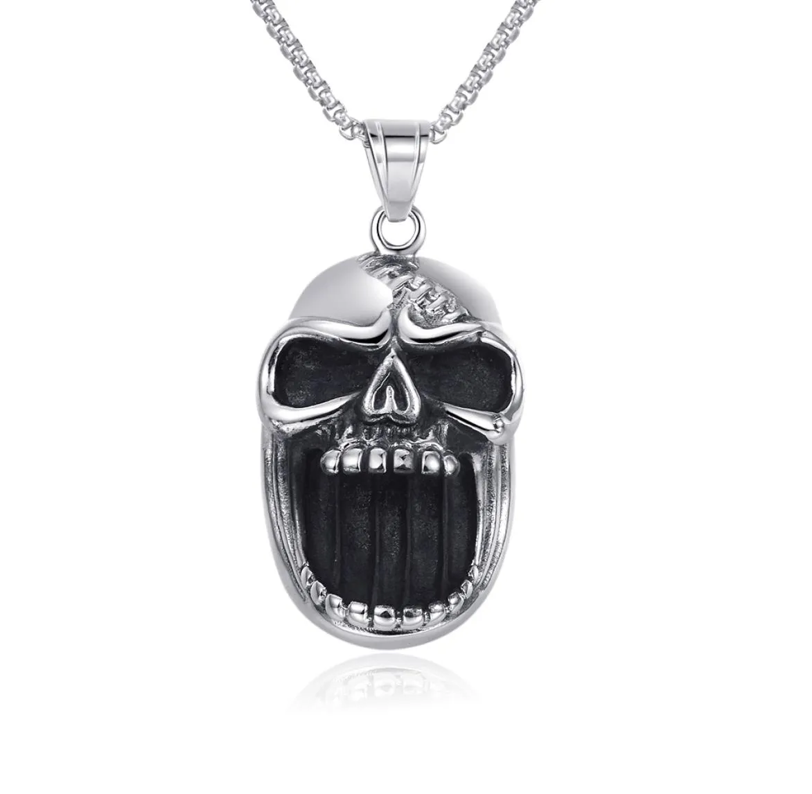 2020 new arrival 316L titanium steel skull pendant necklace punk rock jewelry for men can open beer lid whole 5939209