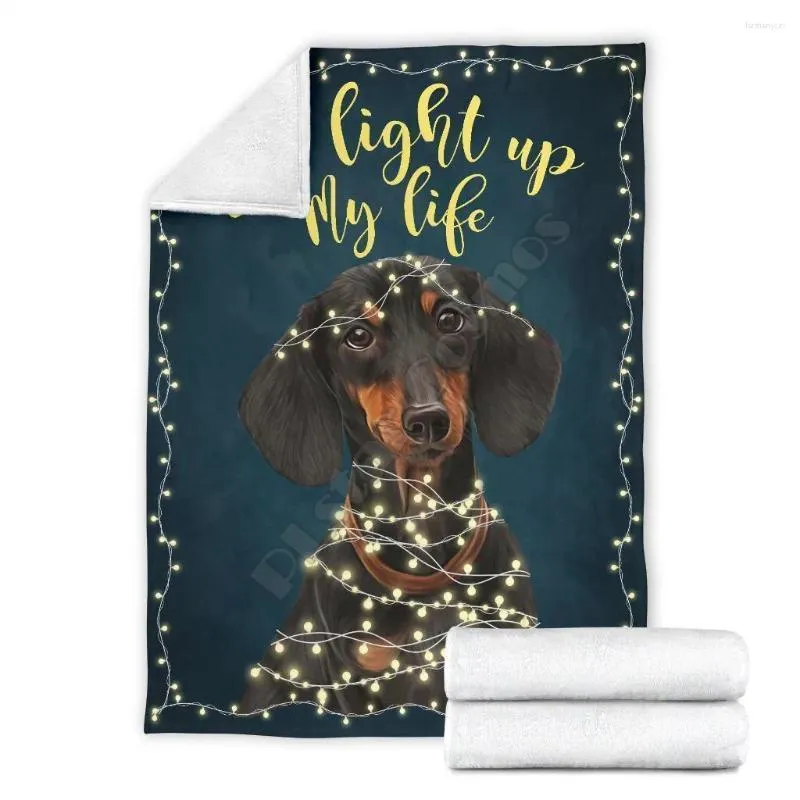 Blankets You Light Up My Life Dachshund Dog Fleece Blanket Printed Wearable Adults/kids Sherpa