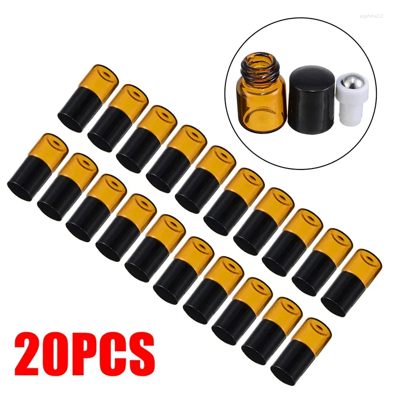 Бутылки для хранения Mayitr 20pcs Mini Light Wee Weight Amber Roll на бутылке 1 мл пустое стакан для эфирного масла.