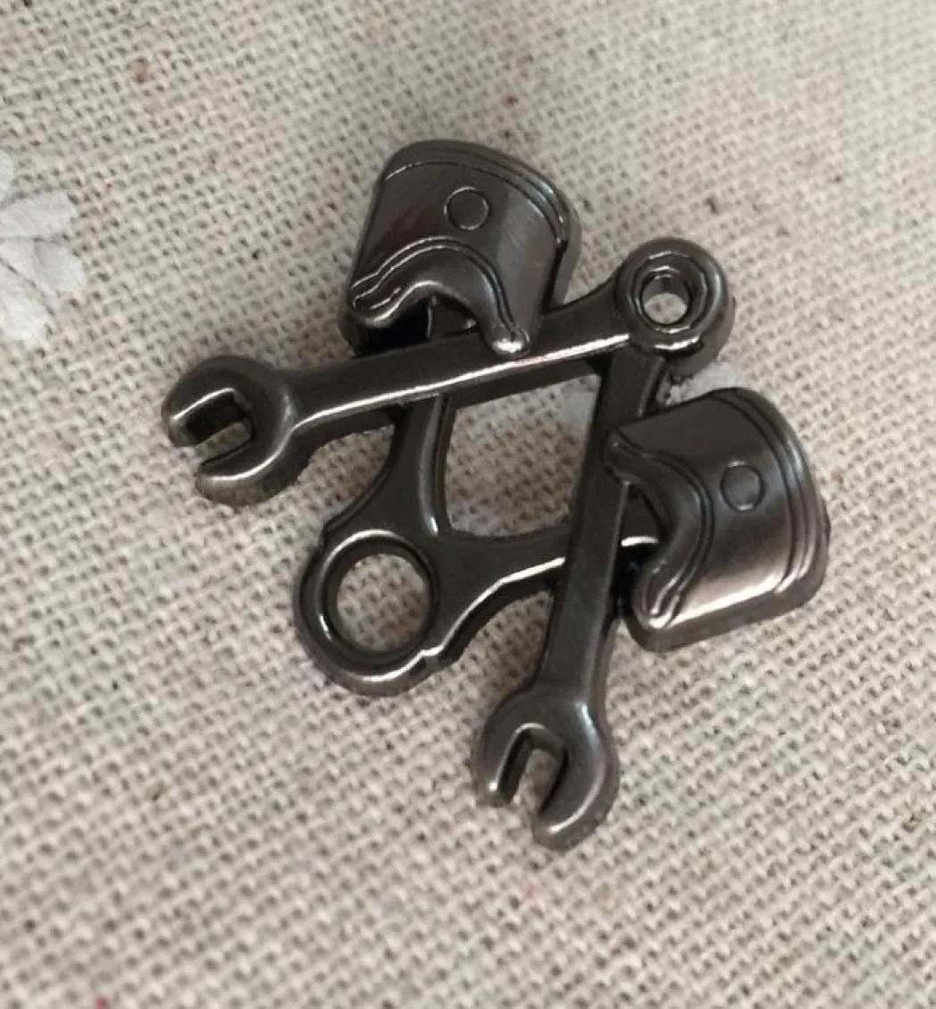 10pcs Ma Tools Hat Jacket Lapel Pin Piston Wrench Antique Nickel Biker Factory Whole 3D Masons Brooch Pins46770842099519