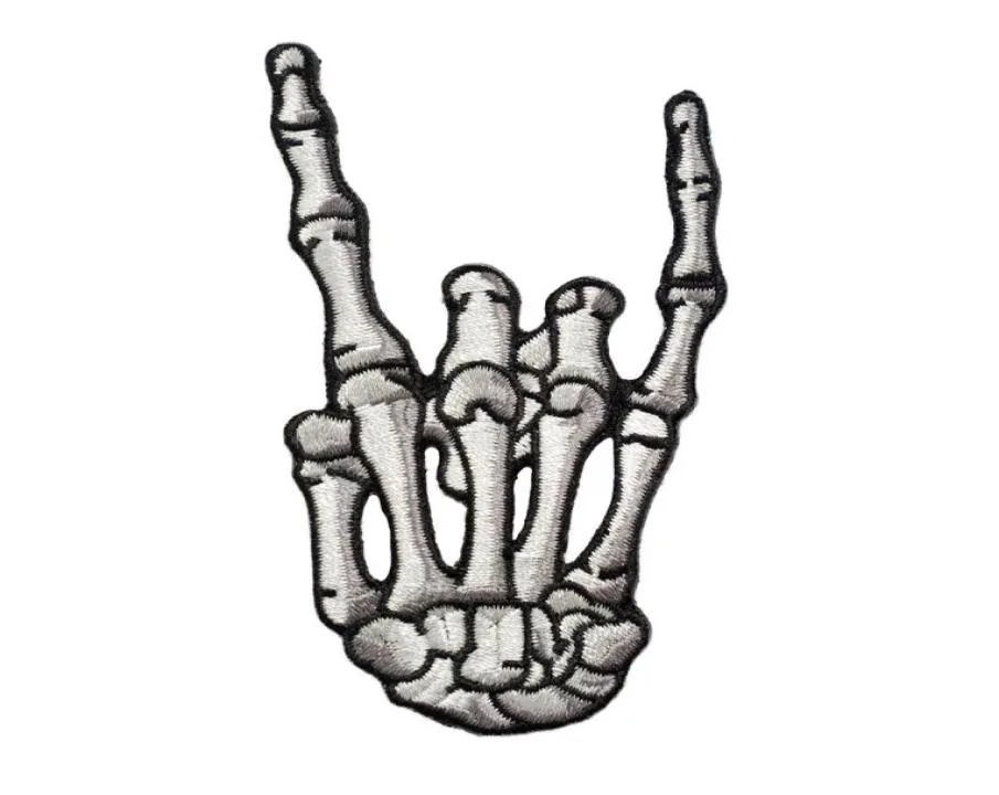 Rock Skull Finger Haftery żelazo na odznakach do odzieży motocyklowy kamizelka motocyklowa akcesoria DIY metalowe naklejki Appli1651680