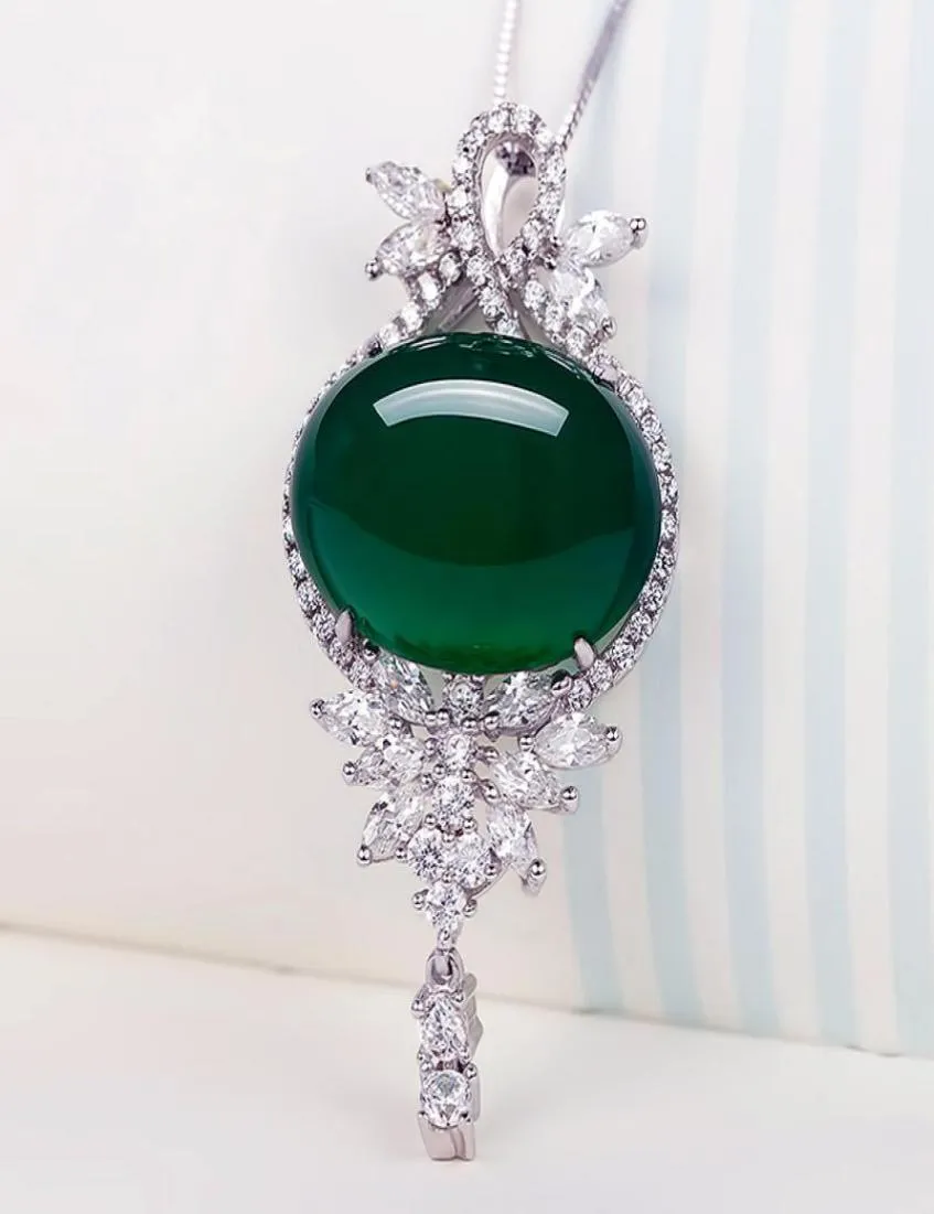 Luxury Agate Diamond Pendant Real 925 STERLING Silver Promise Pendants Collier pour femmes Bijoux de Choker Fany8465886