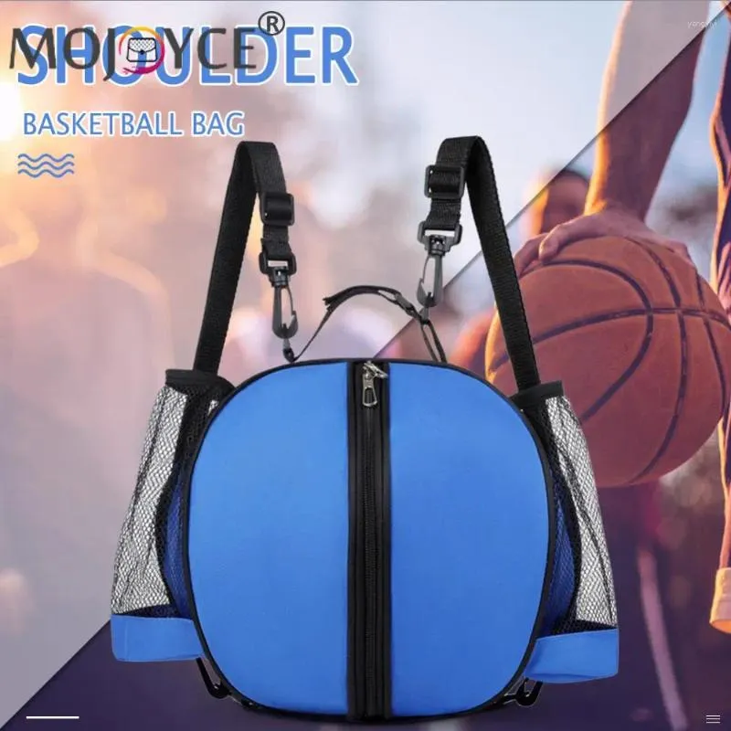 Backpack Mesh Basketball Bag Elastic Round Shaped Pouch For Training Equipment