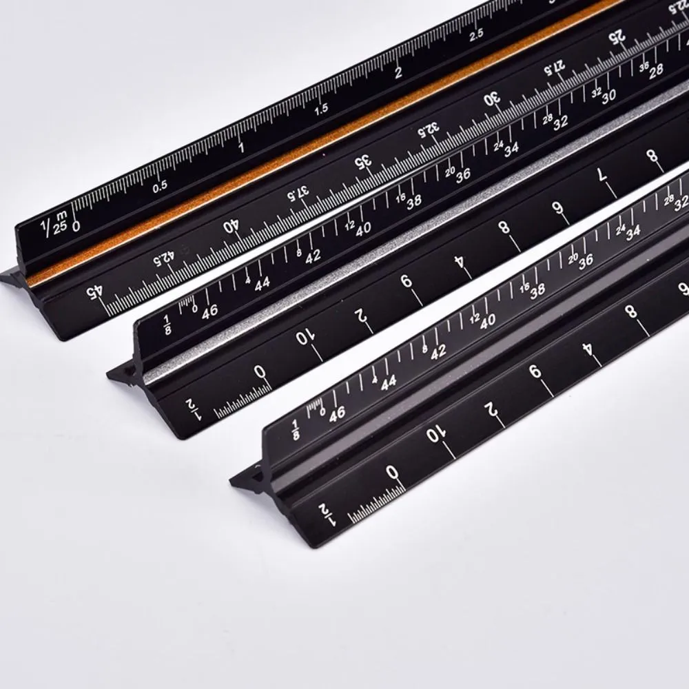 Multi Scale Ruler Metal Scale Ruler: 30cm Multi-Functional Technical Ruler, Aluminum ...