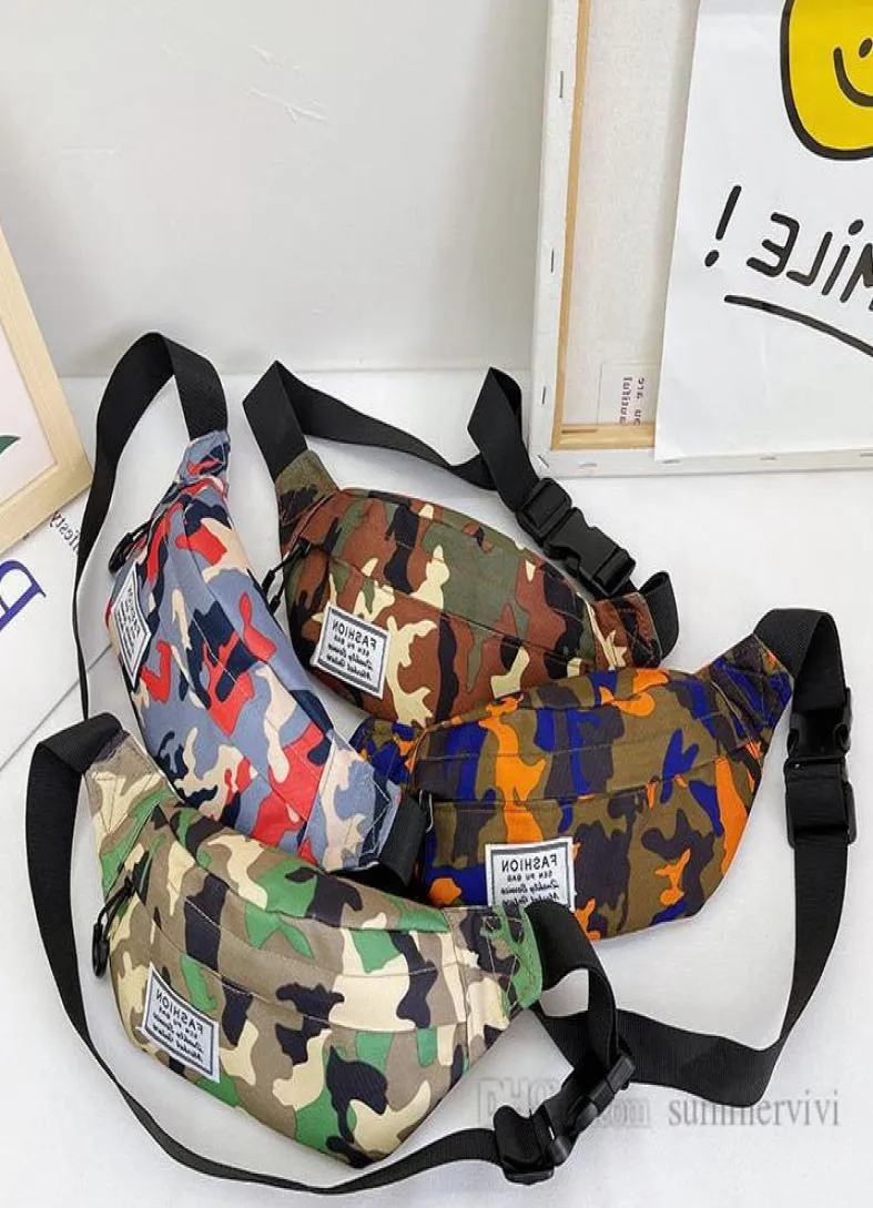 Designer Kids Camouflage Chest Ryggsäckar Fashion Boys Girls Nylon Casual midjeväskor Barn Remmor Messenger Bag Purse Q11655818790