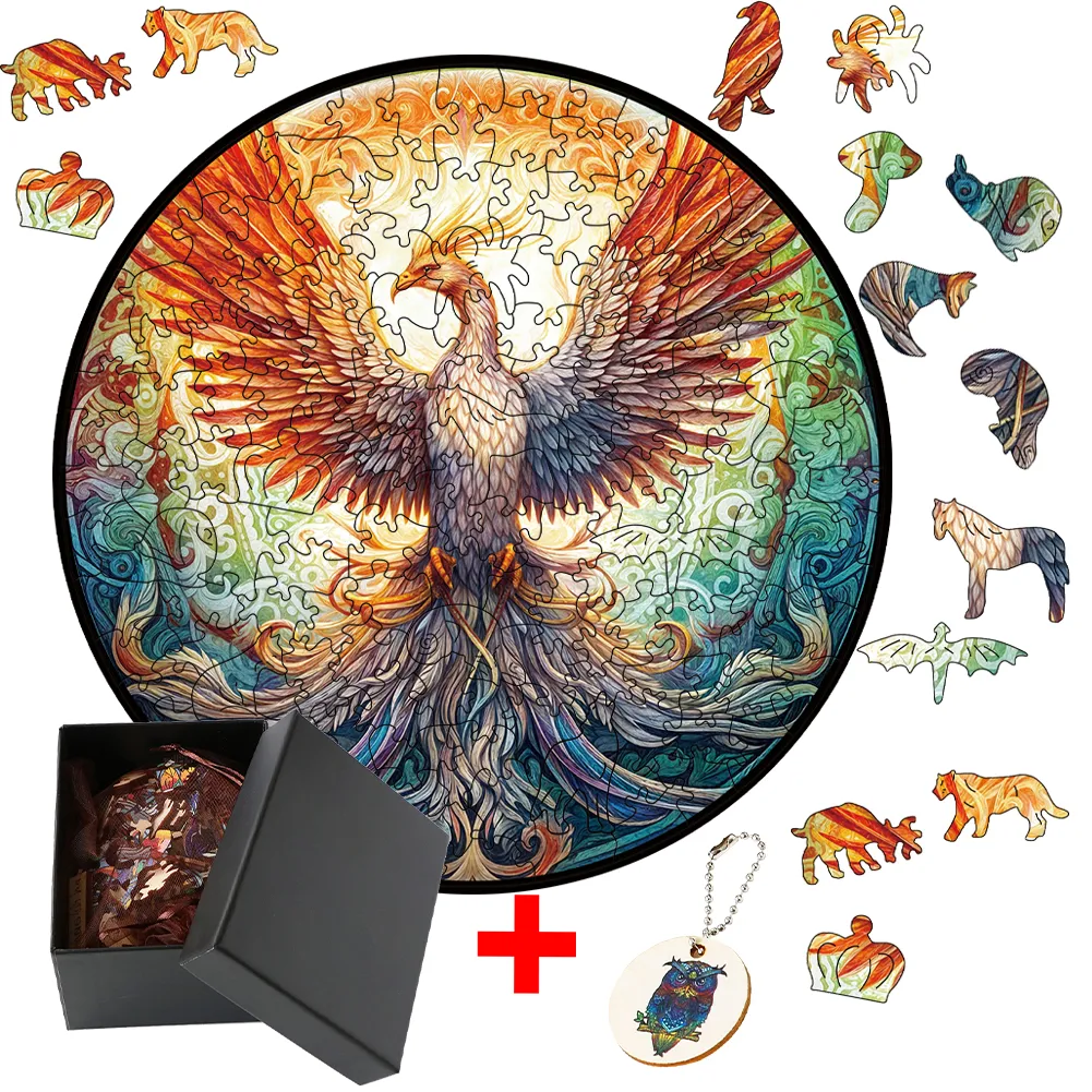 Irregular Wooden Phoenix Jigsaw Puzzles: DIY Craft Game for