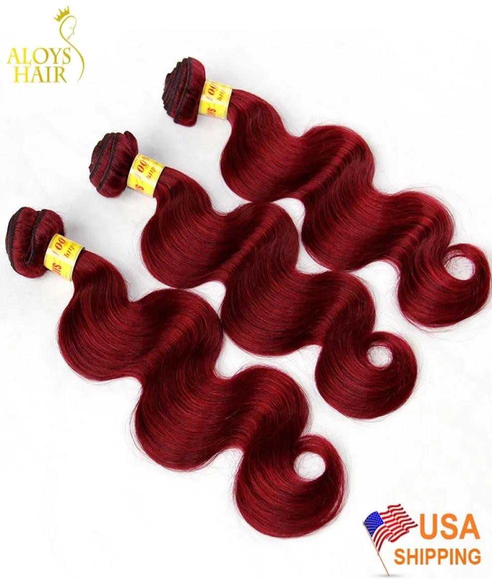 Burgundy Malaysian Hair Weave Bundles 8A Maleysian Vergine Capelli Vino del corpo Rosso 99J Remy Extension Human Hair Dheft Spesso 9258901