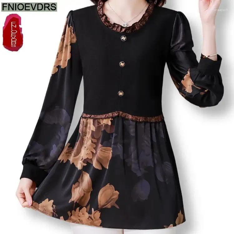 Women's Blouses L-5XL 2024 Spring Autumn Peplum Tops Women Basic Wear Office Lady Long Sleeve Retro Vintage Elegante knop Ruches Shirts