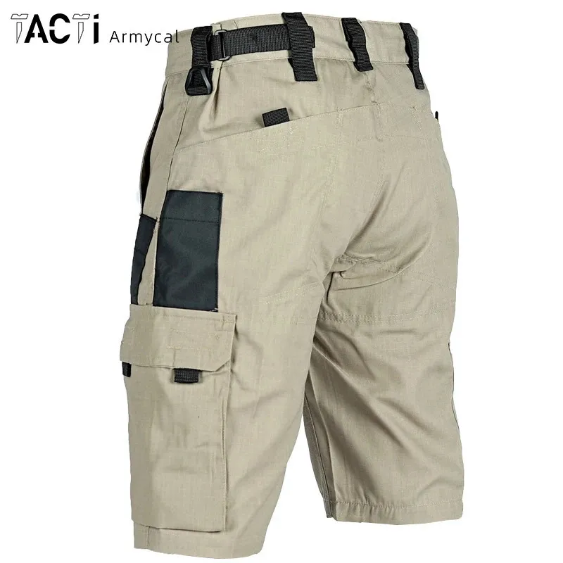 Shorts tattici estivi uomini pantaloncini da carico a secco rapido multipocchi di pantaloni corti impermeabili per escursioni da estate 240409