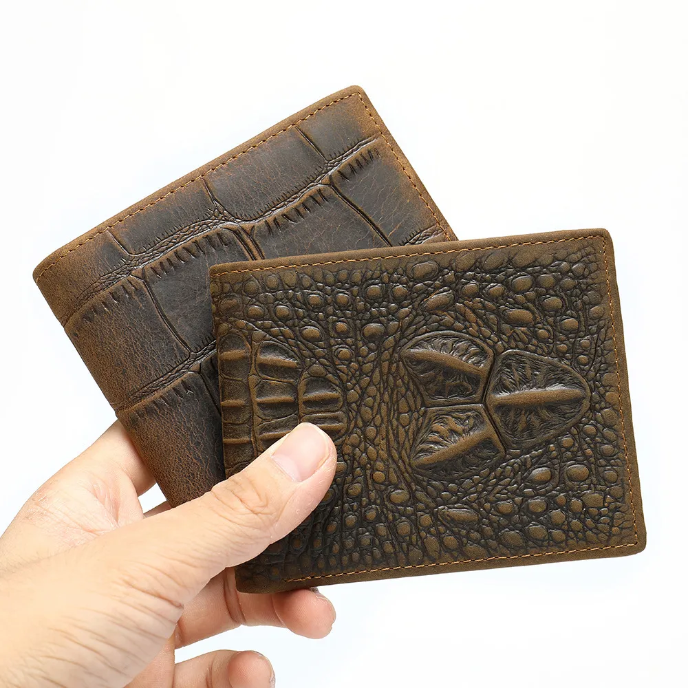 Designer plånbok mens plånbok första lager kohud kort plånbok utomhustroende mens krokodilmynt plånbokskorthållare