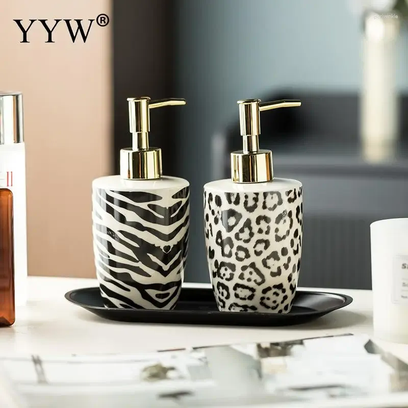 Sıvı Sabun Dispenser Moda Modeli Desen Seramik Pürüzsüz Kaplama Pompalı Preser El Yıkama Şişesi Duş Jel Şampuan Banyo Aleti