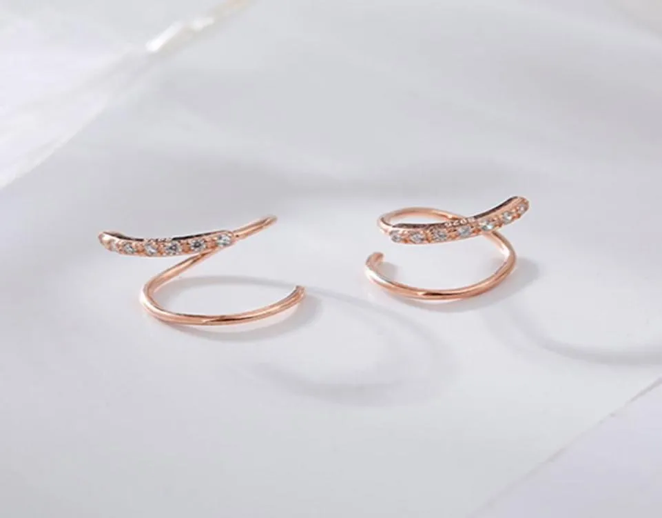 100 Real 925 Sterling Silver Spiral Studörhängen för kvinnor Korea Rose Gold Geometric Ear Jewely Christmas Gifts YME5929607336