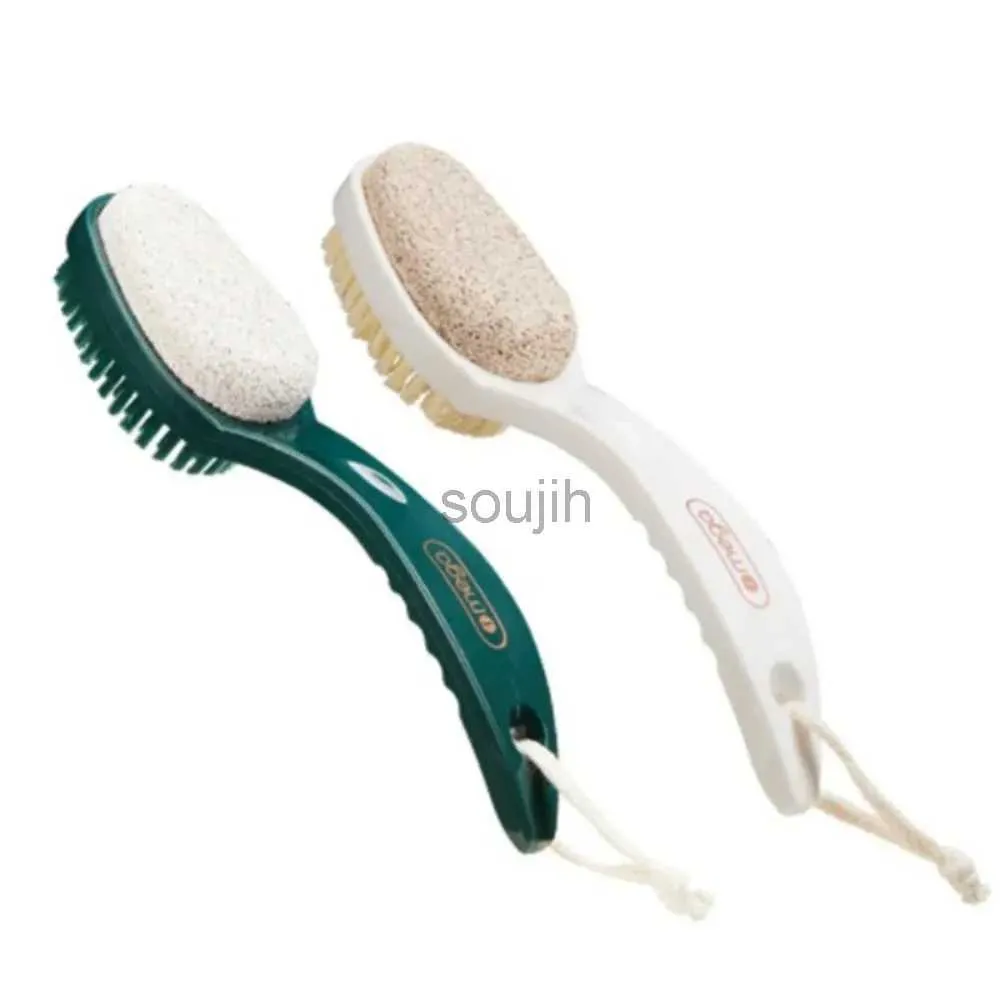 Bath Tools Accessories Double-sided Foot Scrubbing Brush Heels Scrub Brush Feet Grinding Stone Massage Brush Pedicure Tool with Handle Foot Care Tool 240413