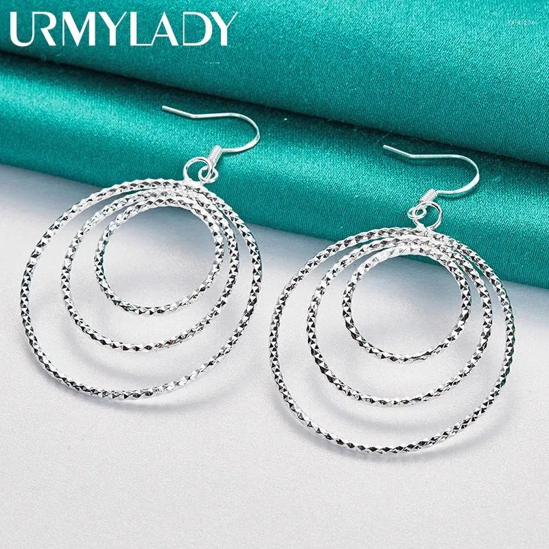 Dangle Earrings URMYLADY 925 Sterling Silver Three Ring For Women Charm Wedding Party Fashion Jewelry