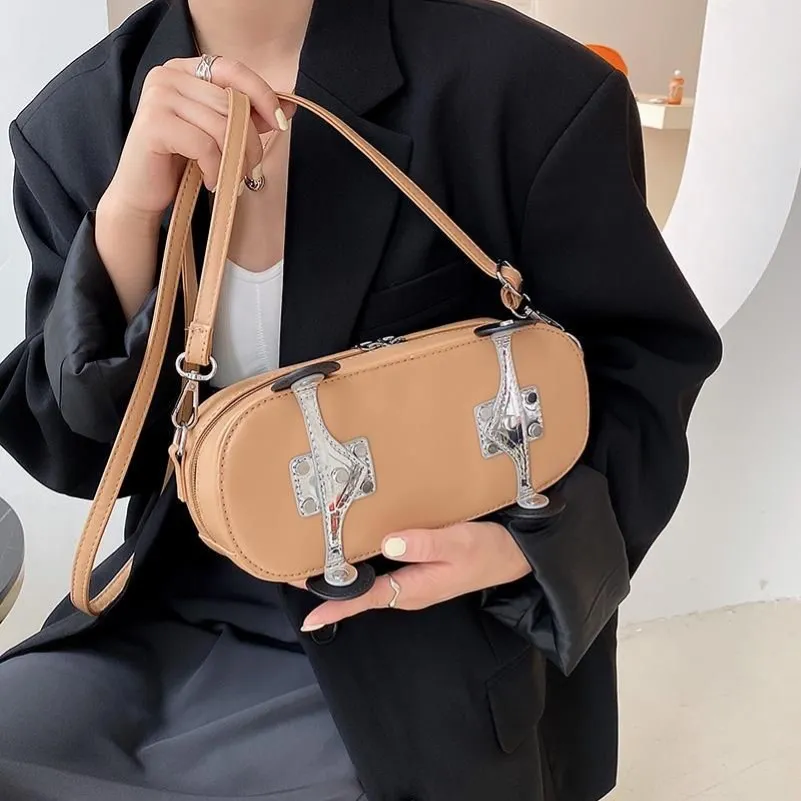 Evening Bags 2021 Trend Sports Creative Skateboard Bag Women Shoulder PU Leather Crossbody Female Design Handbag And Purse Clutch226U