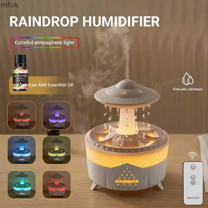 Humidifiers 2024 Newest Rain Cloud Aromatherapy Humidifiers 350ml Portable Water Drop Raining Sleep Home Air Humidifier Diffuser