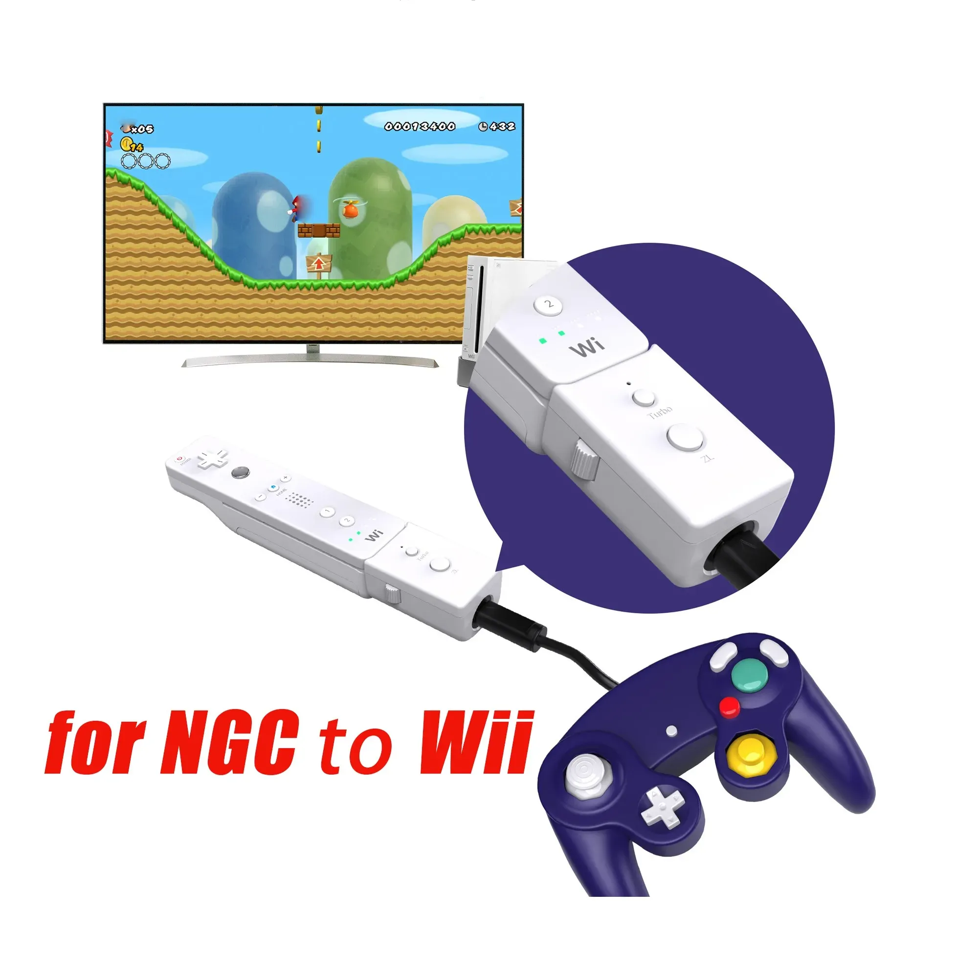 アクセサリ1 GameCube NGCからWii Controller Adapterゲームハンドルの交換用アクセサリー用のコンバーターアダプターセットコンバーターアダプター