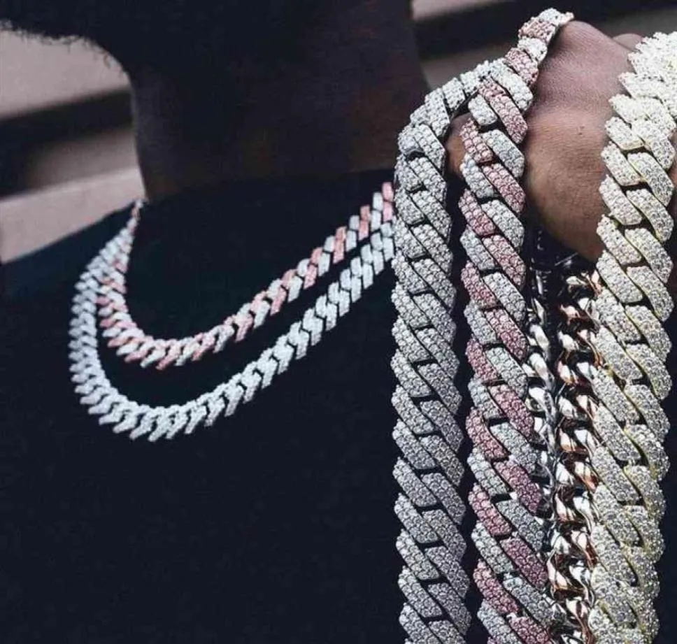 Luxury Hip Hop White Gold Plated Cuban Link Iced Out Diamond Chain Necklace For Men Jewelry258T6536405