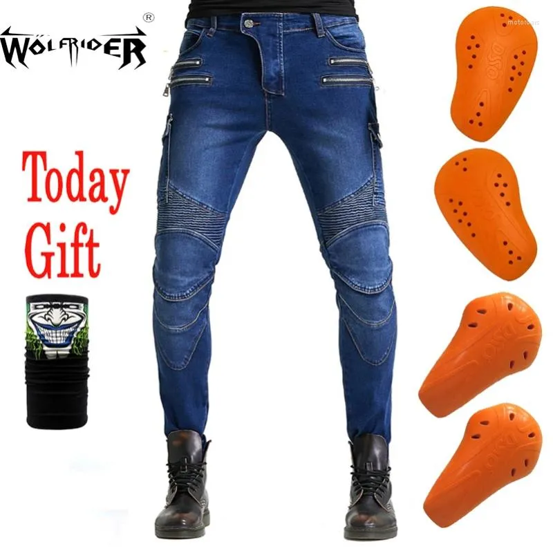 Calça de vestuário de motocicleta Men engrenagem protetora motocross de pilotagem Pantalon zipper wf-07