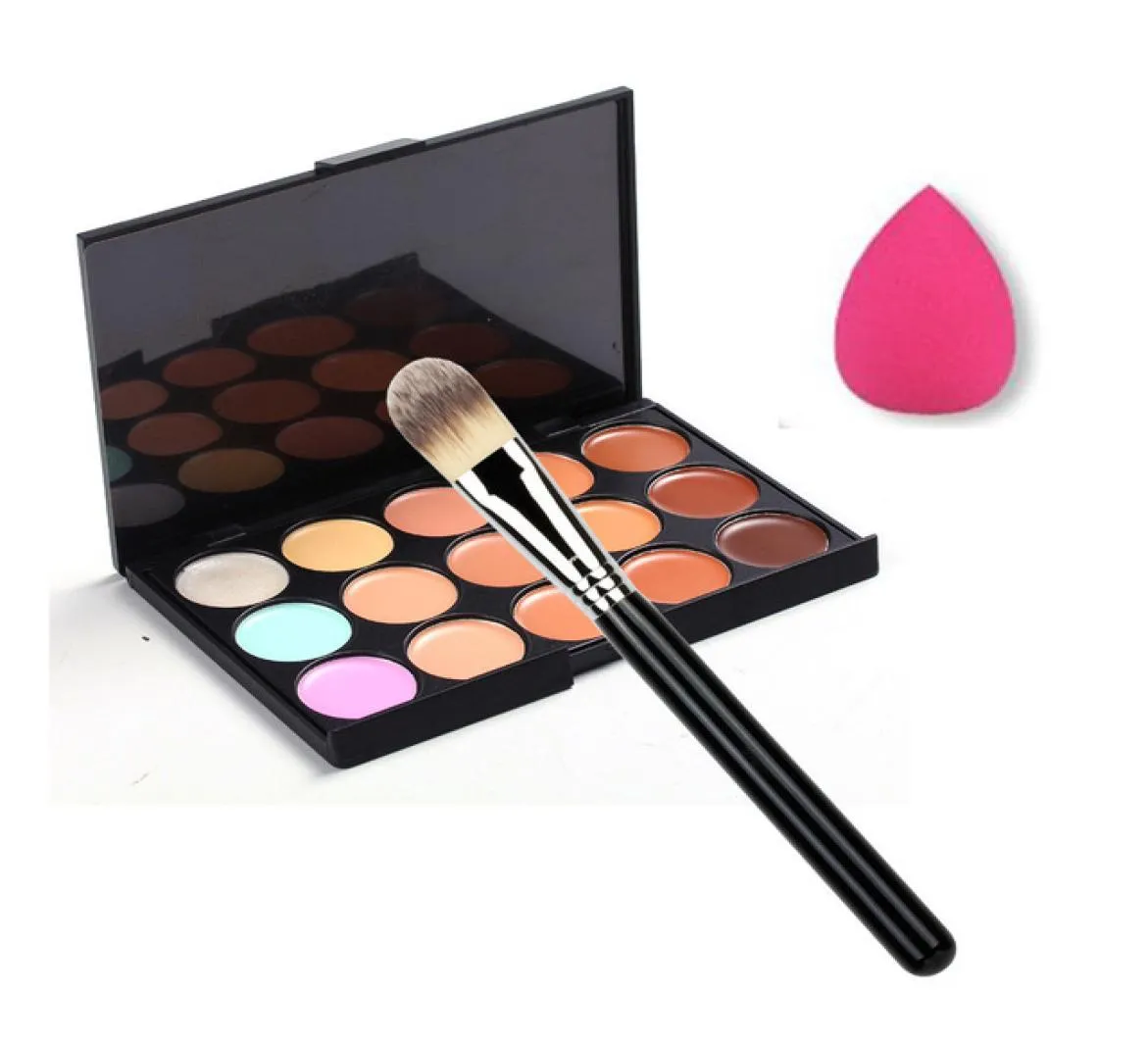 Hela sminkuppsättningen 15 färg concealer palette makeup borste söt rosa svamp puff makeup konturpalett c151916523886