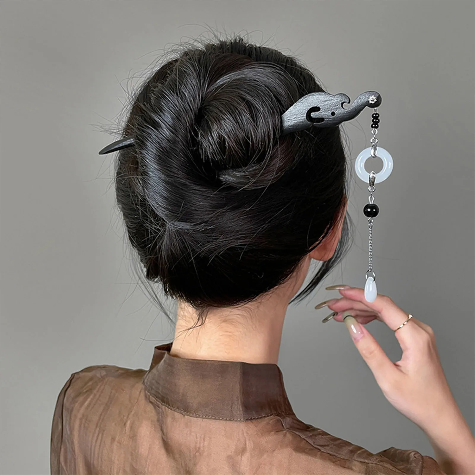 Retro Jade Pendant Hair Stick Handmade Classical Hair Clasp 