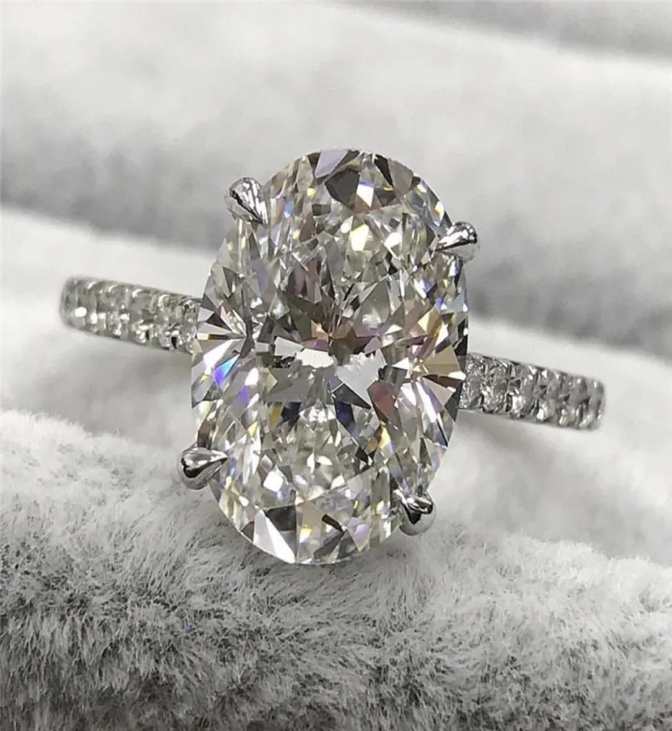 Oszałamiający Pierścień obietnicy 925 srebrny 3ct Owalny Diamentowy CZ Pierścienie weselne zaręczynowe dla kobiet palec ślubnych 6849848