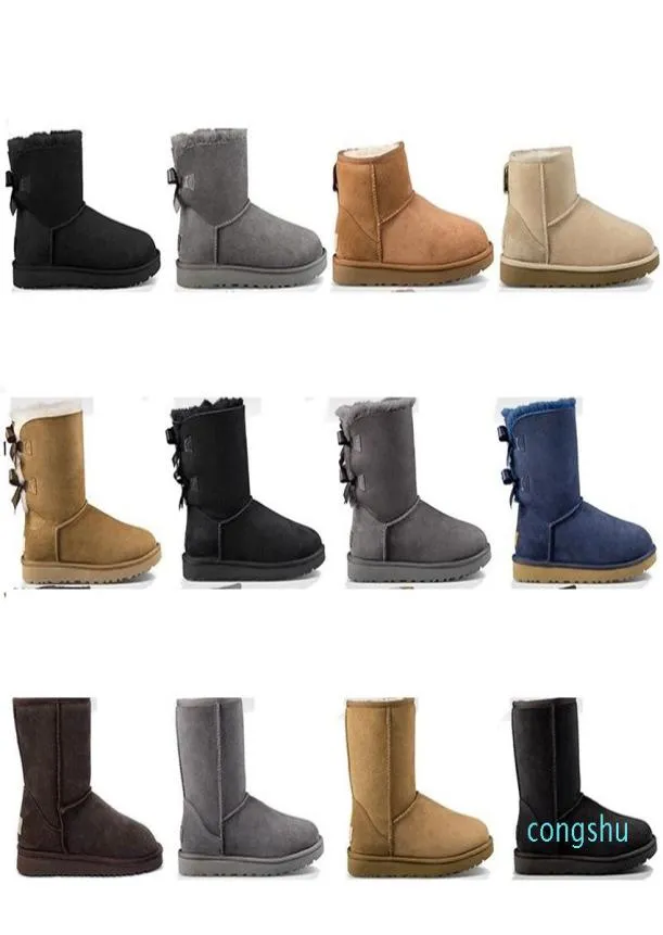 Designer Aus botas de neve sapatos femininos tênis clássicos tornozelo bailey bow ii castanha curta preta cinza ao ar livre boot de inverno19061848