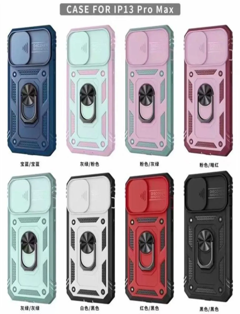 Schokbestendige hybride standaard telefoonhoesjes schuifcameralens bescherming tpu pc 3 in 1 voor iPhone 13 Pro Max 12Promax 11Promax S20FE M5712234