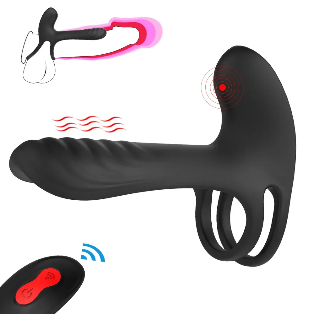 Items Vibrating Cock Ring Dual Penis With Tongue Clitoral Stimulator For Couple Strongers Erection Enhancing Vibrators sexy Toys