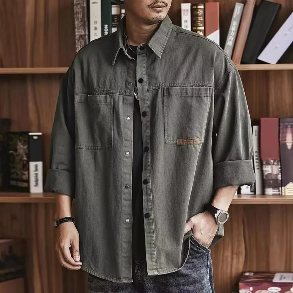 Mens Cargo Shirts: Casual Button Down Shirt With Pockets, Soft