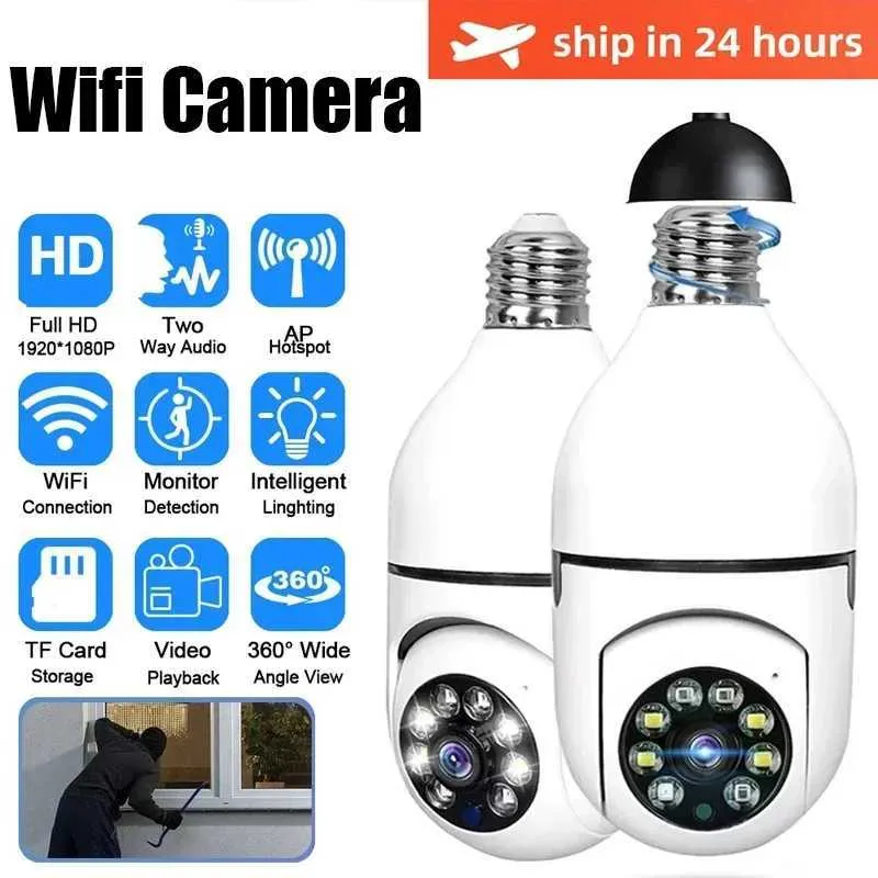 Telecamere IP 2.4G 5G WiFi E27 Sorveglianza della lampadina IP Camera da notte Vision Night Wireless Home 2MP CCTV Security Camera 4x Digital Zoom Video Indoo 24413