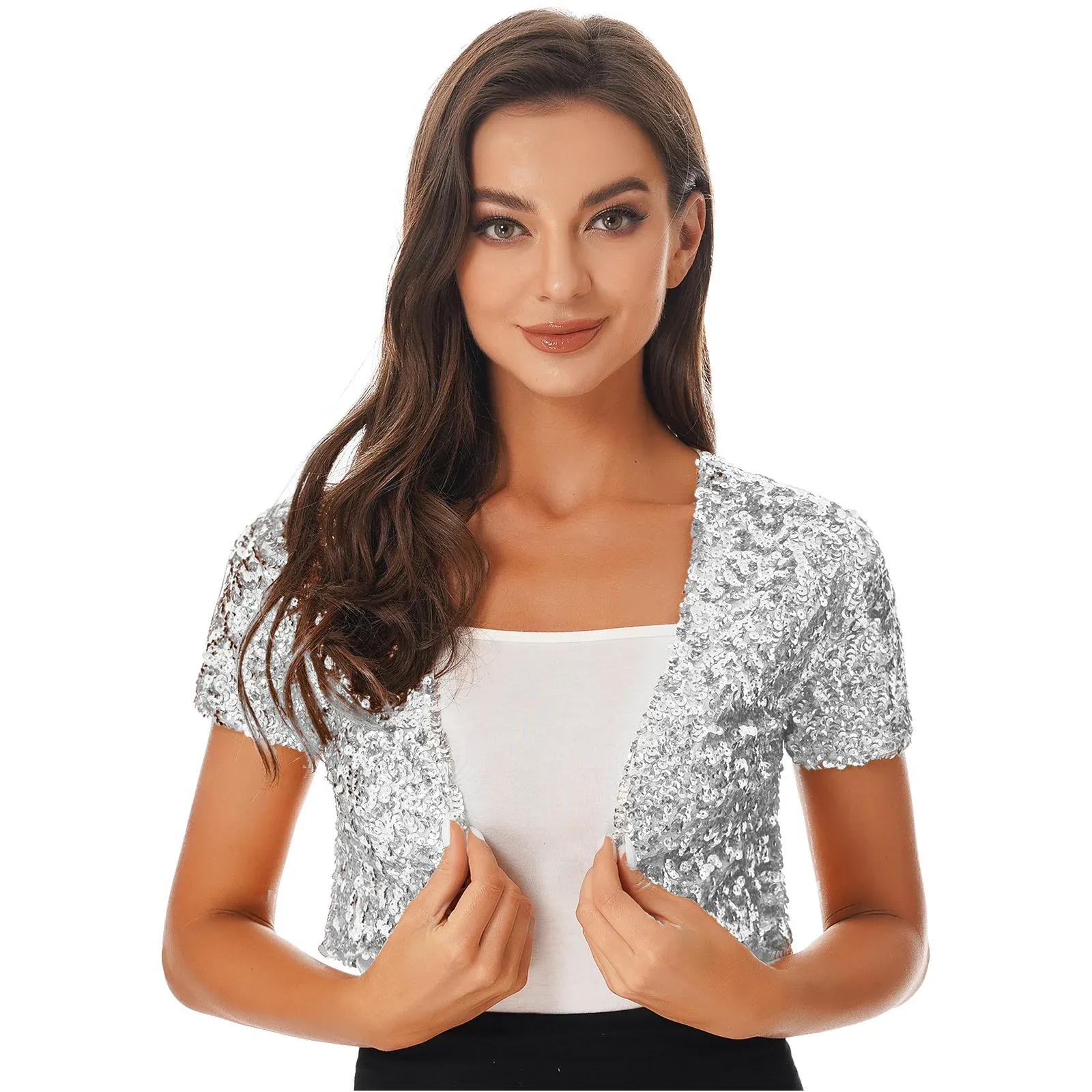 DHgate Womens Sequin Bolero Jacket Sparkly Evening Shrug for Weddings Parties and Retro Clubbing Wedding Party Events