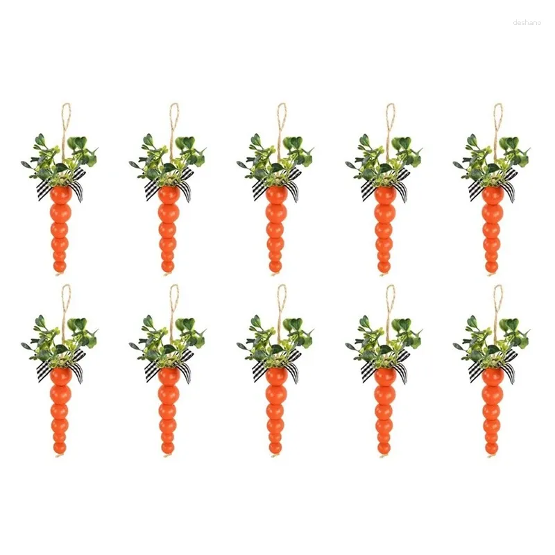 Decoración de fiestas 10pcs madera de madera zanahoria colgante adorno coronas de bricol