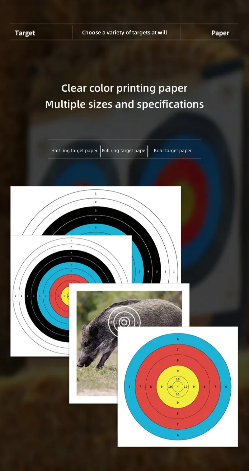 20-Pack Archery Target Papers With Wild Boar Pattern - 40x40cm Bow Shooting Practice Targets