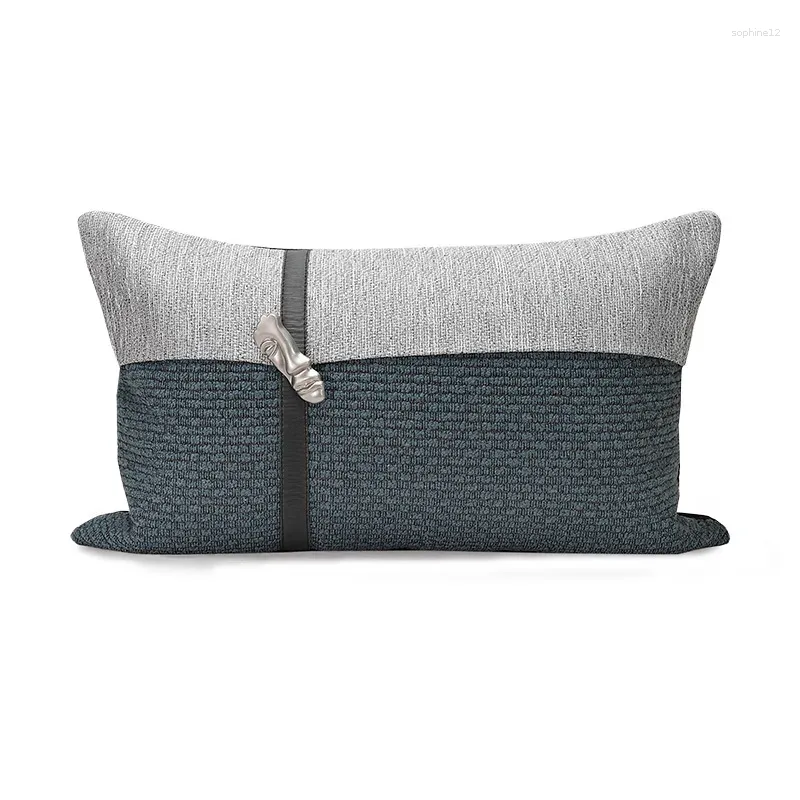 Poduszka dekoracyjna domowa okładka do salonu Sliver Head Metalowa sofa Pillowa Solid Blue Grey Patchwork Talia