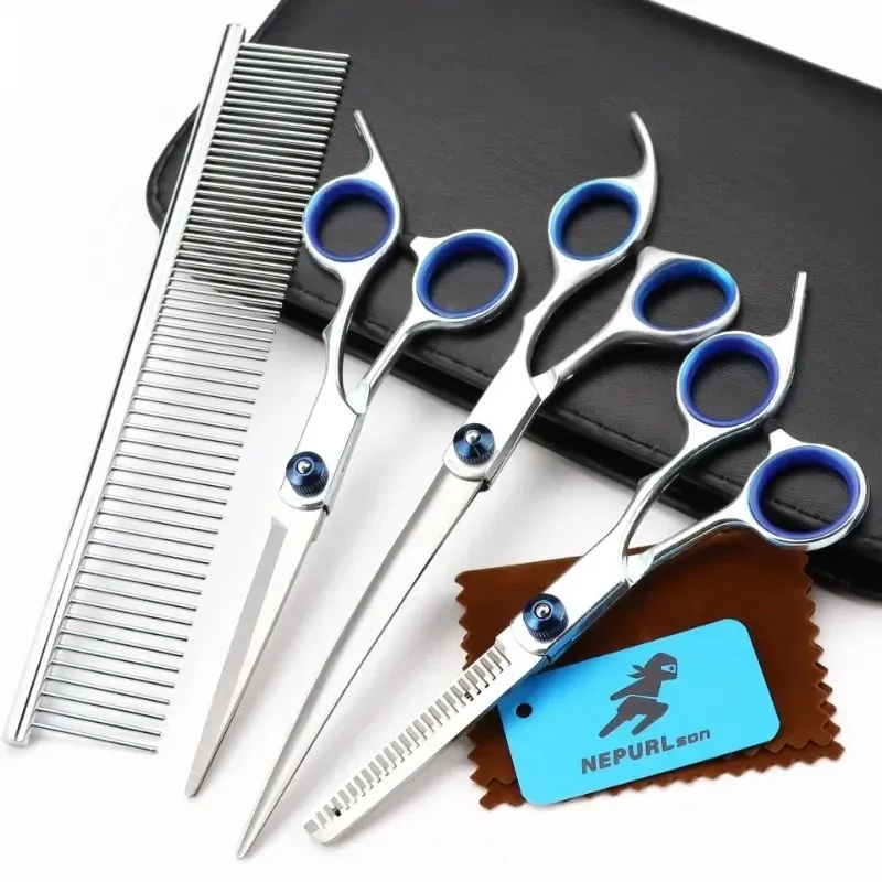 2024 Stainless Steel Pet Dogs Grooming Scissors Suit Hairdresser Scissors for Dogs Professional Animal Barber Cutting Tools - for