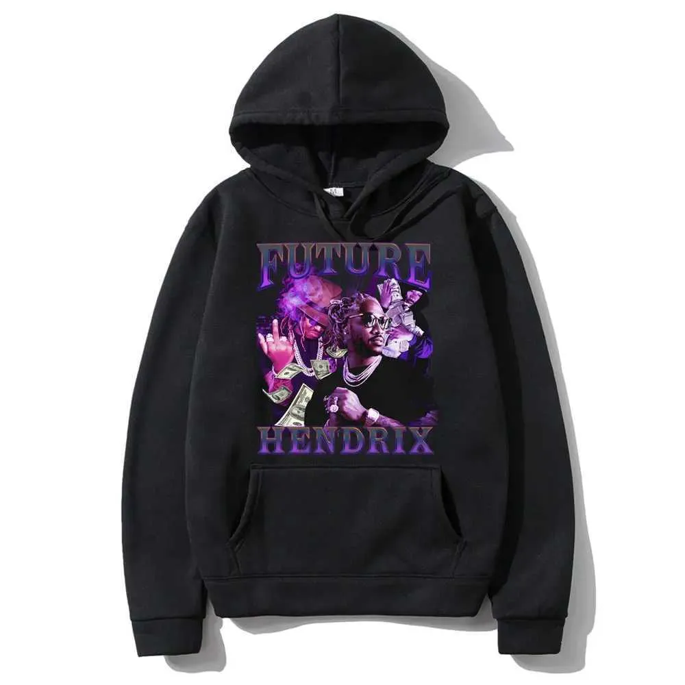 Sweatshirts Mens Jackets Rapper Future Hendrix Graphic Print Hoodie Men Hip Hop 90s Vintage Sweatshirt Mens Fashion Streetwear Male Oversized Hoodies 240412