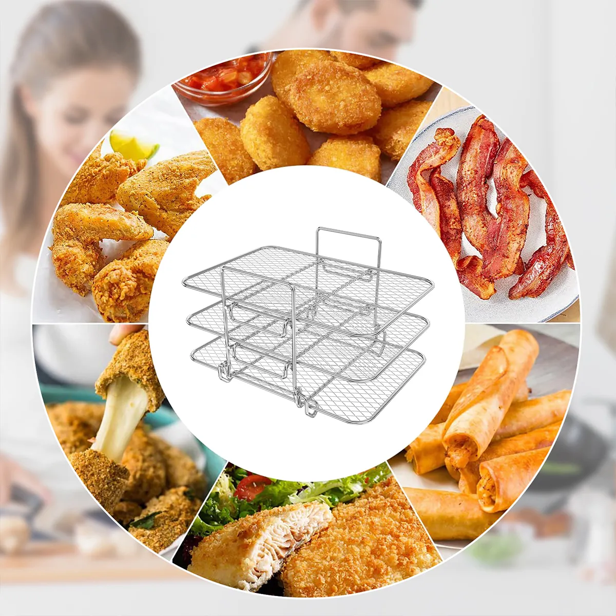 DHgate.com:Air Fryer Rack with Multi-Layer Basket for Grilling ...