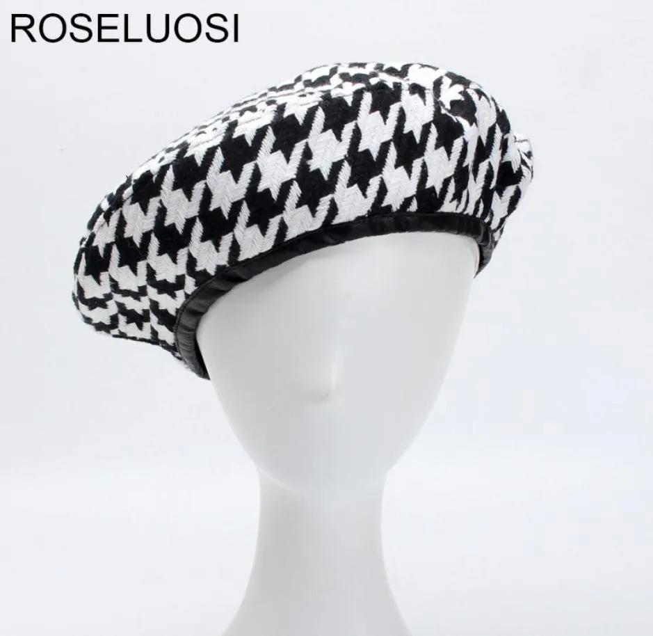 Roseluosi automne d'hiver fashion chapeurs de poule chapeaux pour femmes Black Blanc Bonia Caps Femme Gorras S181017084619186