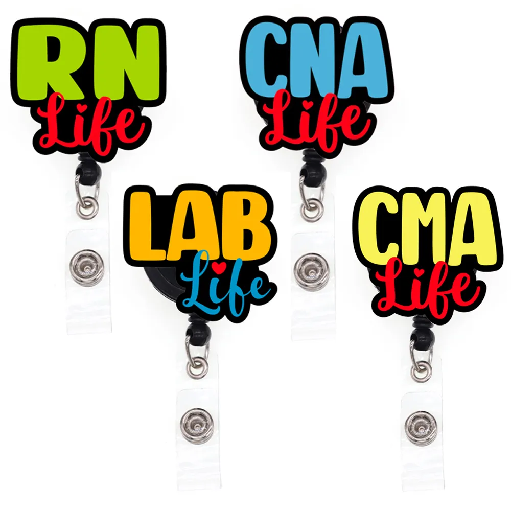 10 pcs/lot Wholesale Hospital Accessories RN CNA CMA LAB Life Acrylic Plastic Medical Healthcare Nurse Badge Reel