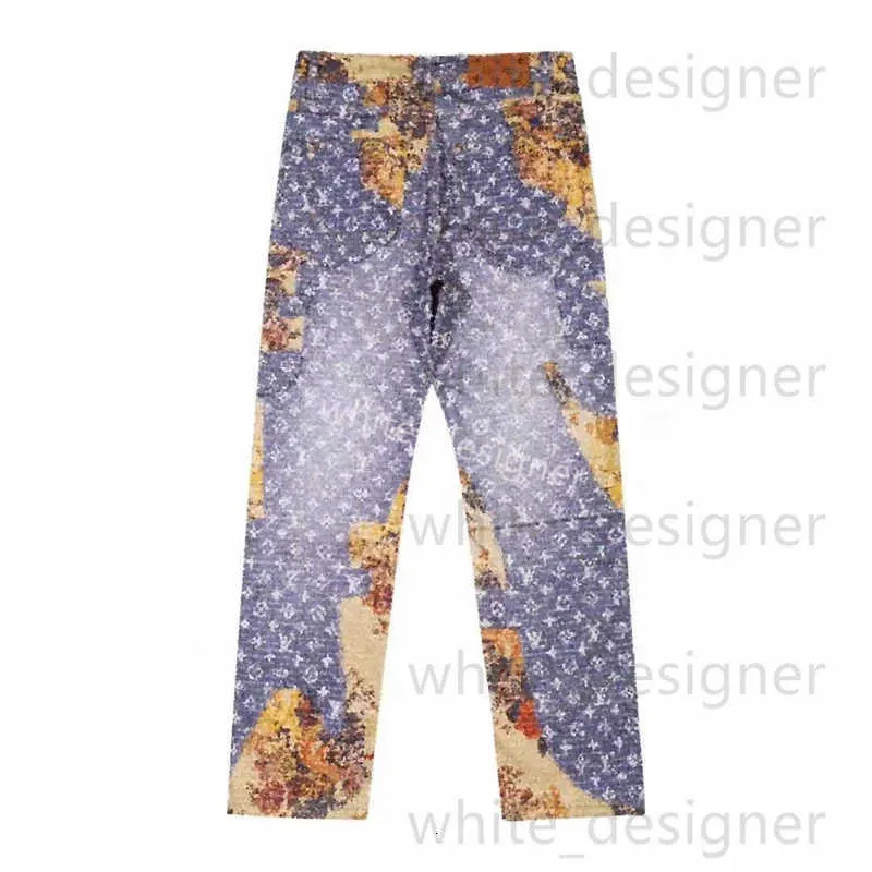 Toppdesigner Men Jeans Designer Men's Jeans Pants Light Luxury and Fashionable Spring Flower Pants American Retro Heavy Industry Washed Old Print Splicing D7272H