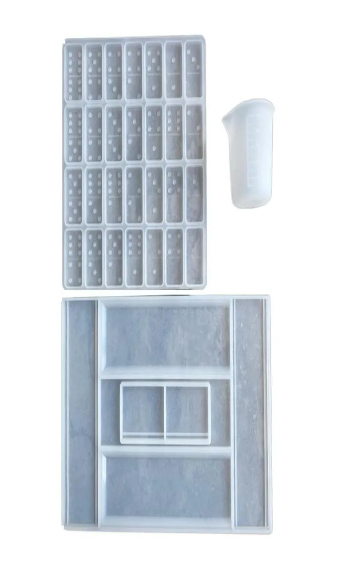 Outils d'artisanat Dominos Boîte de rangement de moule en résine époxy Silicone DIY Crafts Bijoux Case de casting Drop2972395