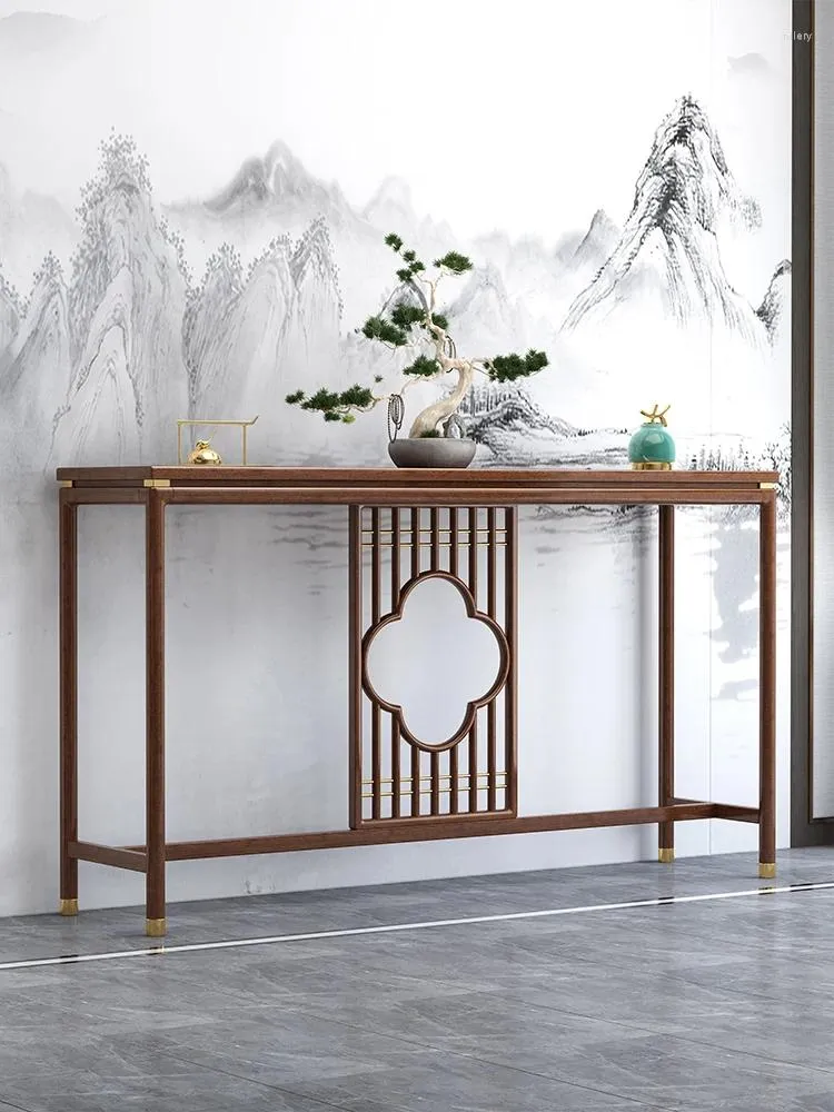 Dekorativa plattor kinesisk stil altare valnöt lobby konsol vardagsrum en lång smal bord slut hyllning